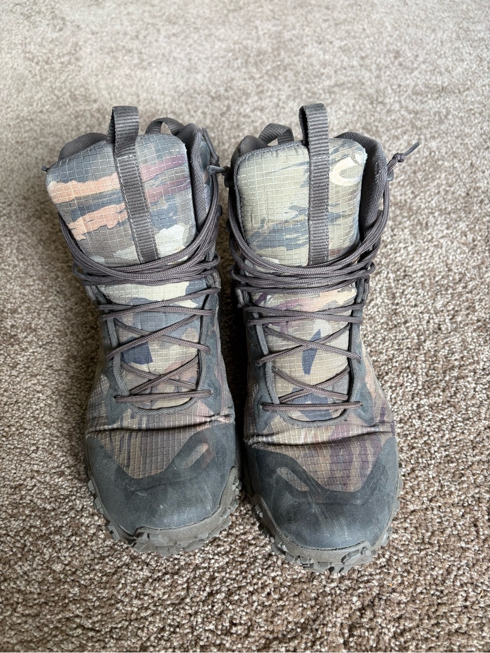 Under Armour Camo Lace-Up Hiking Boots in Green and Brown